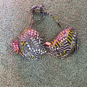 Victoria's Secret Geometric Black and Yellow Bikini Top